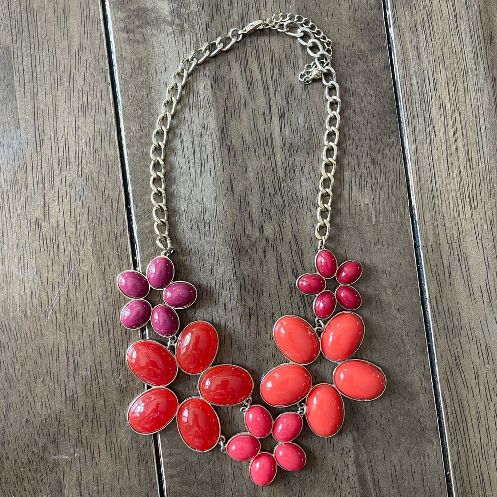 Fun Necklace Orange Flowers Gold